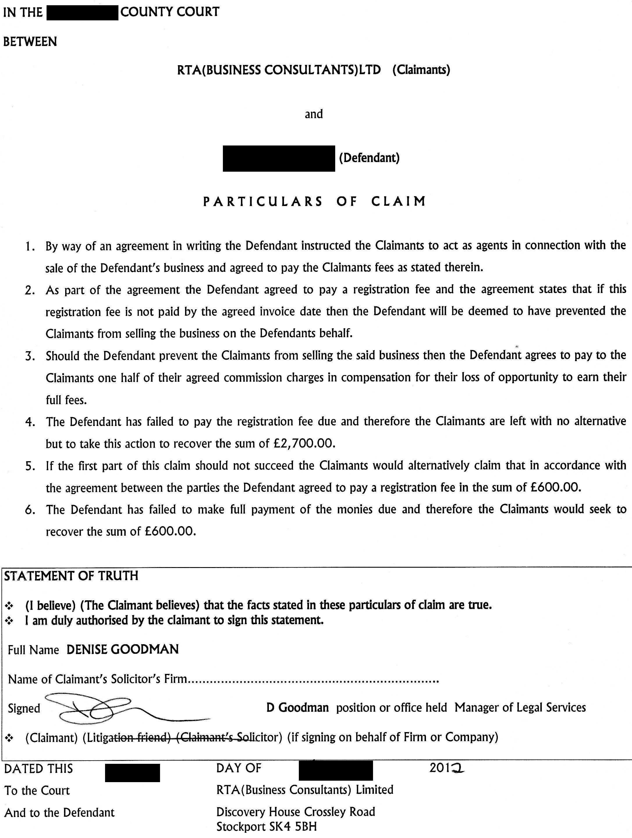 Small Claims Step 2 Prepare A Defence CEBTA Business Transfer